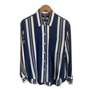 Ralph Lauren Purple Label vintage deadstock navy white striped button up shirt 4